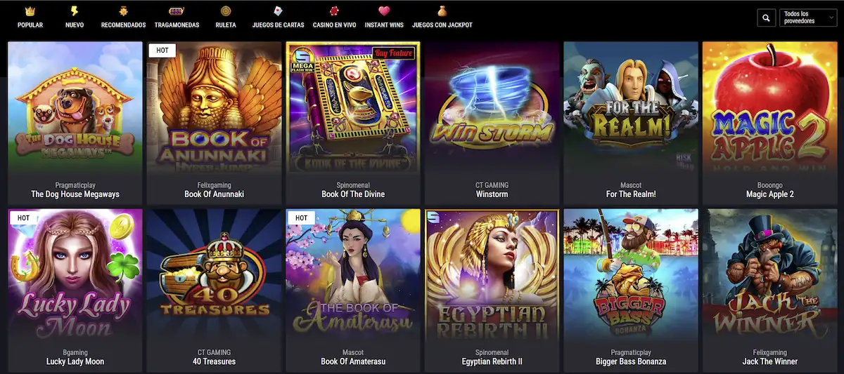 Cobra Casino juegos